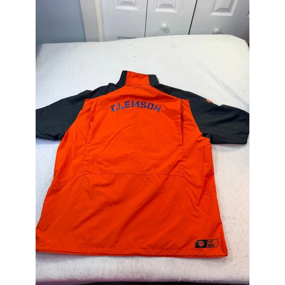 Nike Clemson Tigers Short Sleeve Quarter Zip Windbreaker Orange Grey Mens XL